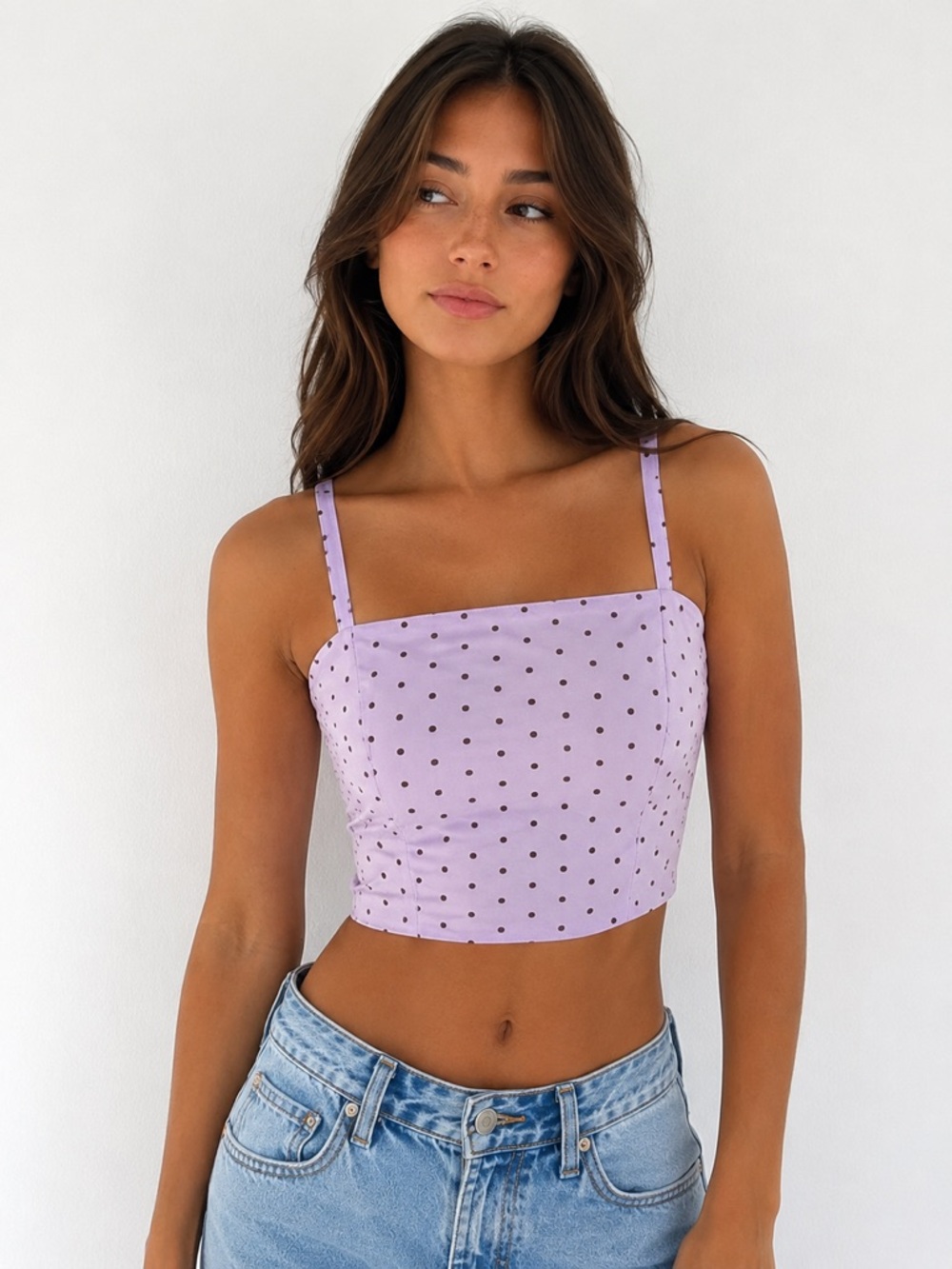 NWT Old Navy Lilac Polka Dot Crop Tank Top